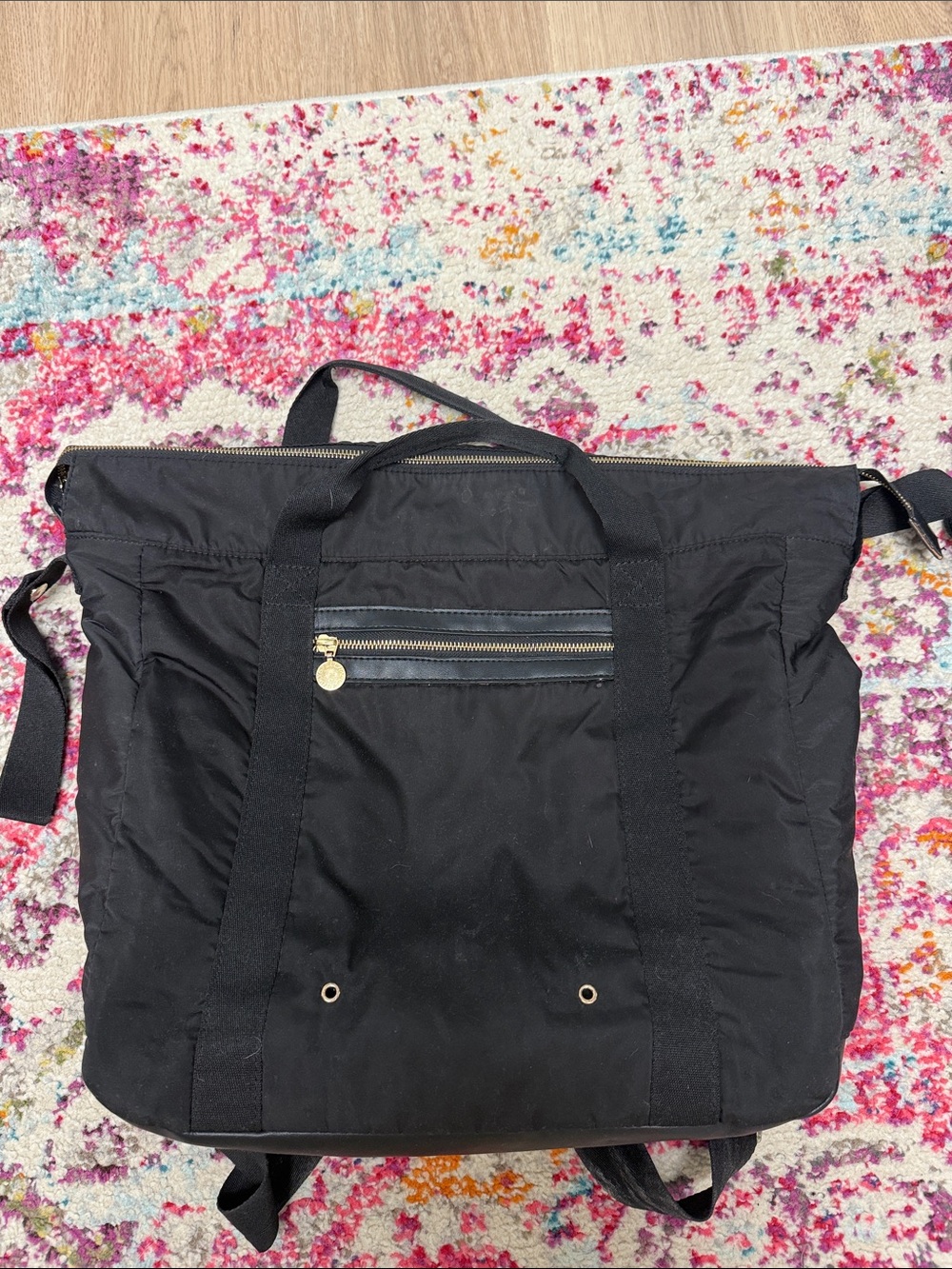Stella McCartney Black Diaper Bag Backpack Tote with Front Zip Pocket